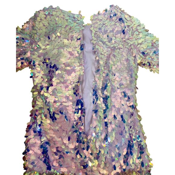 ONE33 Social NWT Pink Iridescent Sequin Balloon Sleeve Party Mini Dress | Size 2 - Picture 11 of 16